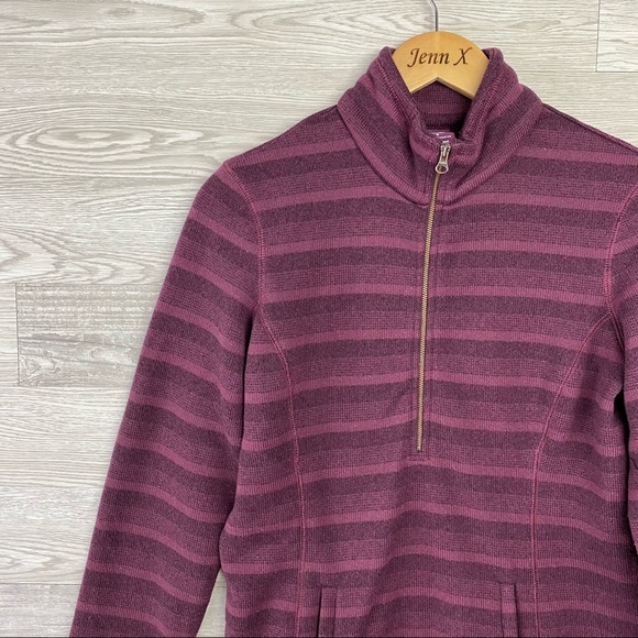 Rei Burgundy Purple Strip Zip Up Sweater Jacket - Picture 2 of 5